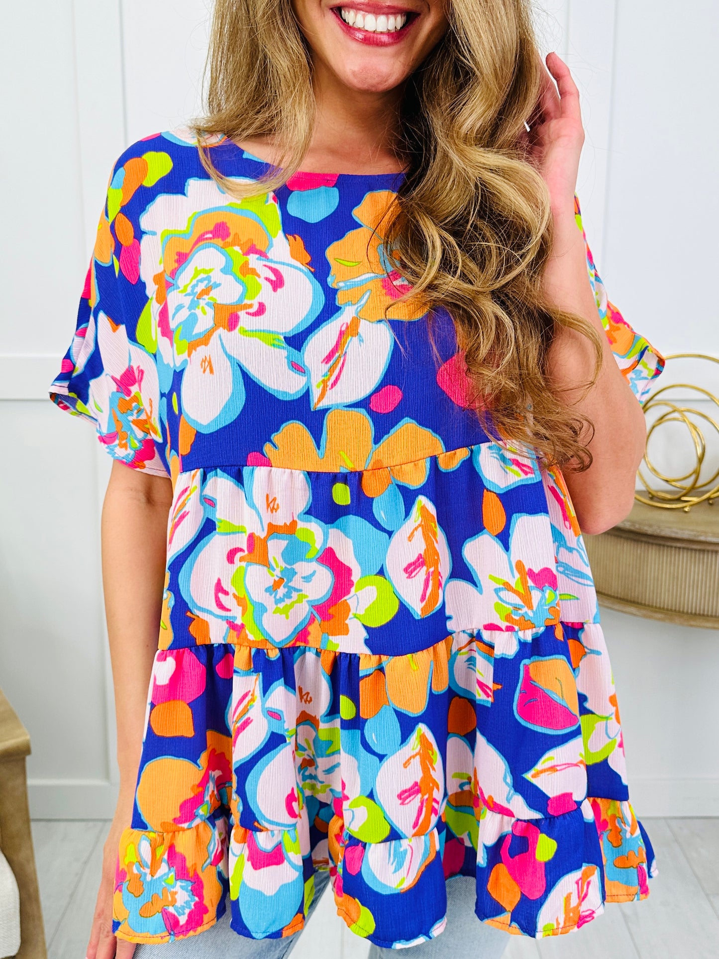 Neon Petals Top In Purple Orange
