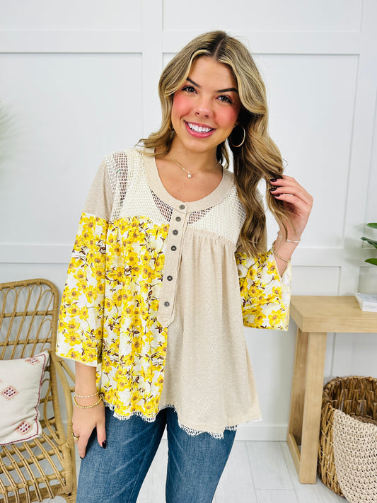 Chasing Sunflowers Top In Toasted Almond