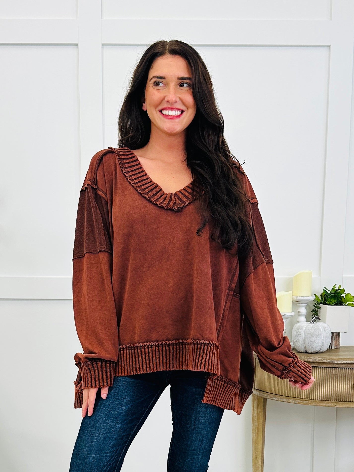 Comfortably Confident V Neck Top in Multiple Colors