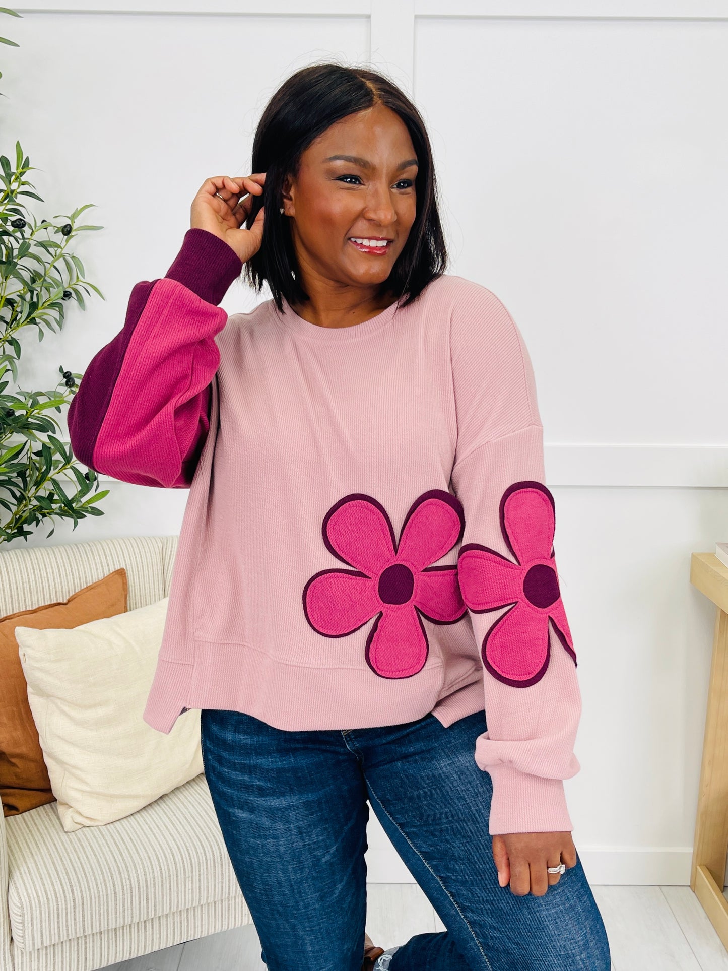 Cider Blossom Pullover in Mauve/Burgundy