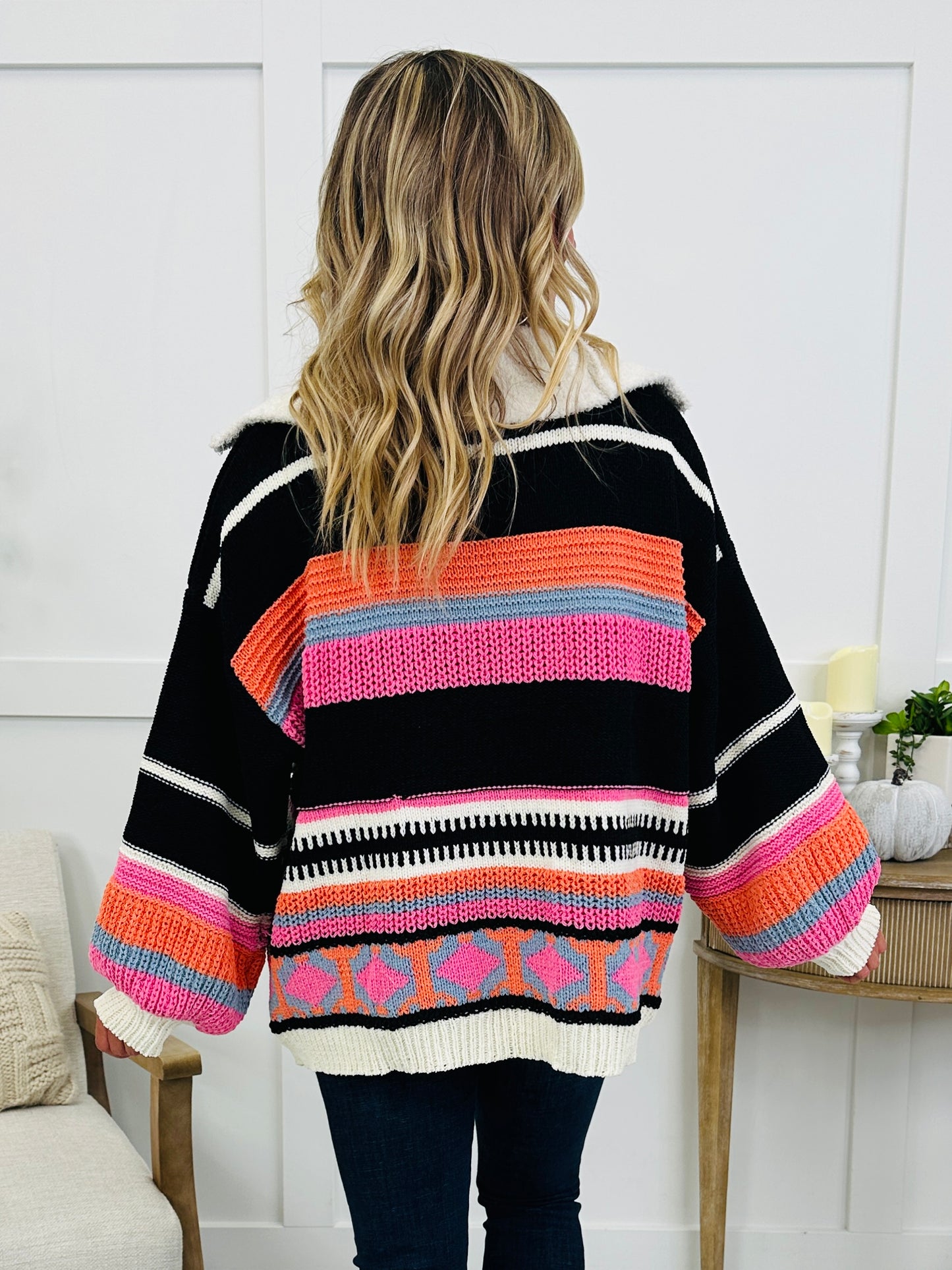 Cozy Carnival Sweater In Black Multi
