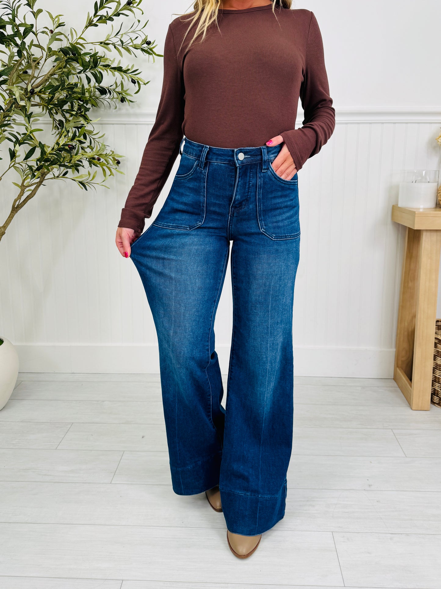Full Of Style Tummy Control Wide Leg Jeans In Multiple Inseams