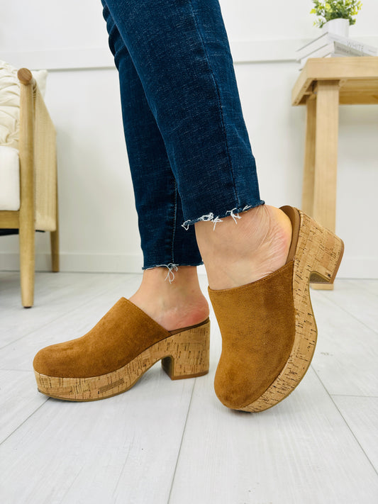 Boho Block Clogs In Tobacco Faux Suede