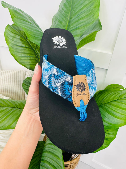 Coastal Wave Flip Flops In Blue Multi