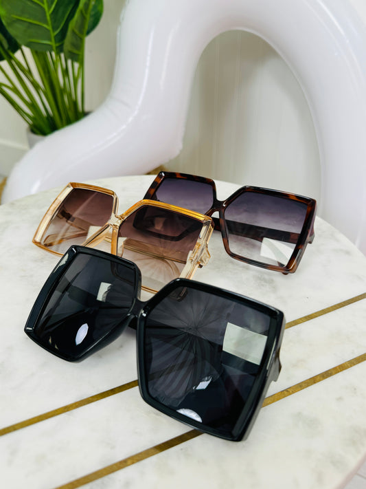 Large Rectangle Square Sunglasses- Multiple Colors!