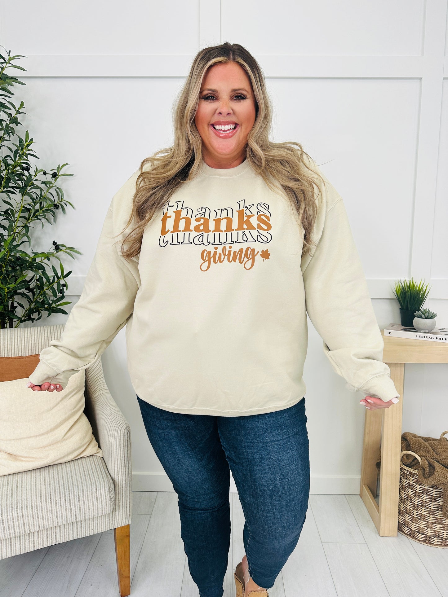 Thanksgiving Graphic Crewneck Sweatshirt- Multiple Colors!