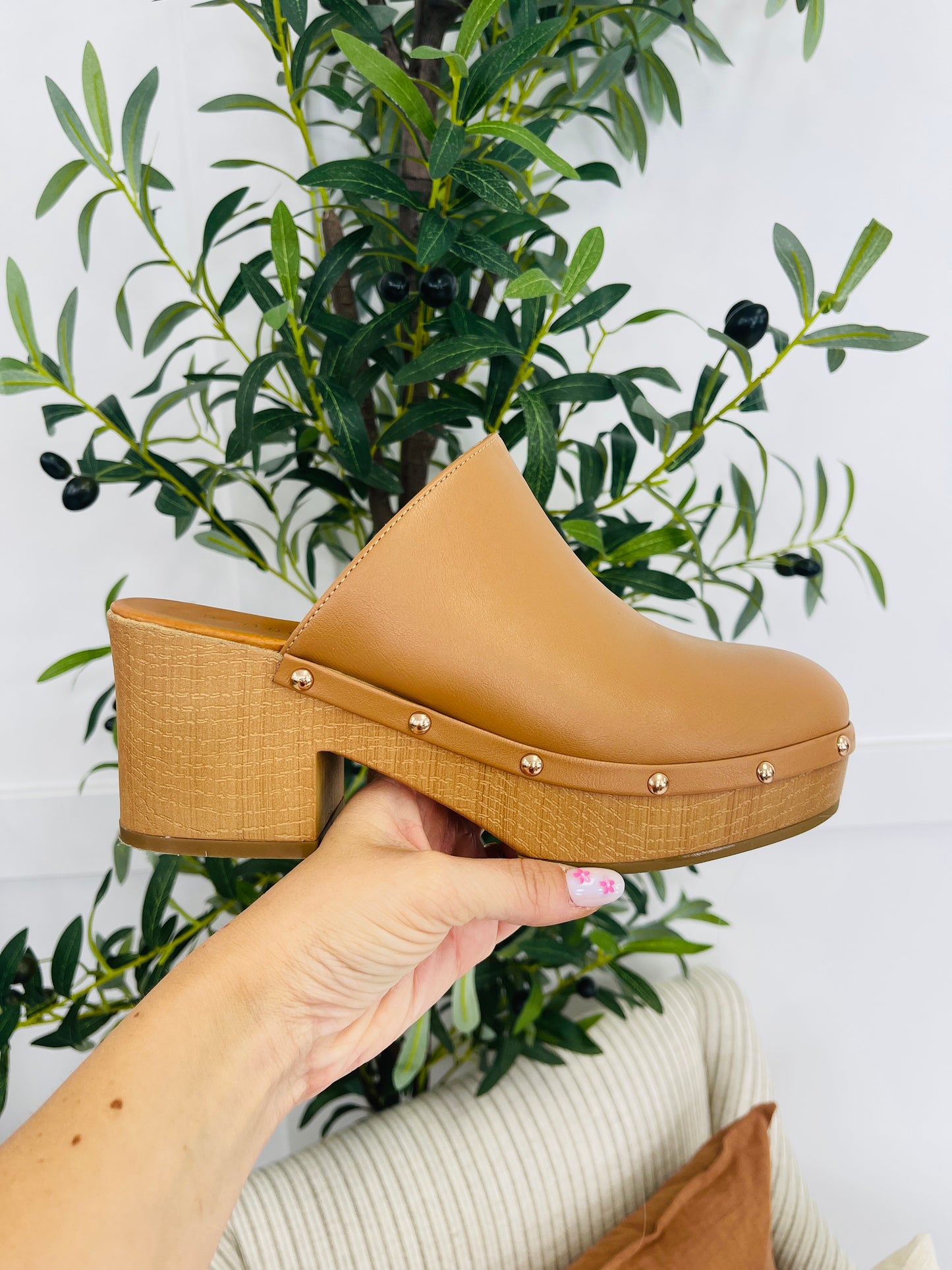 All Set To Strut Clogs in Tan