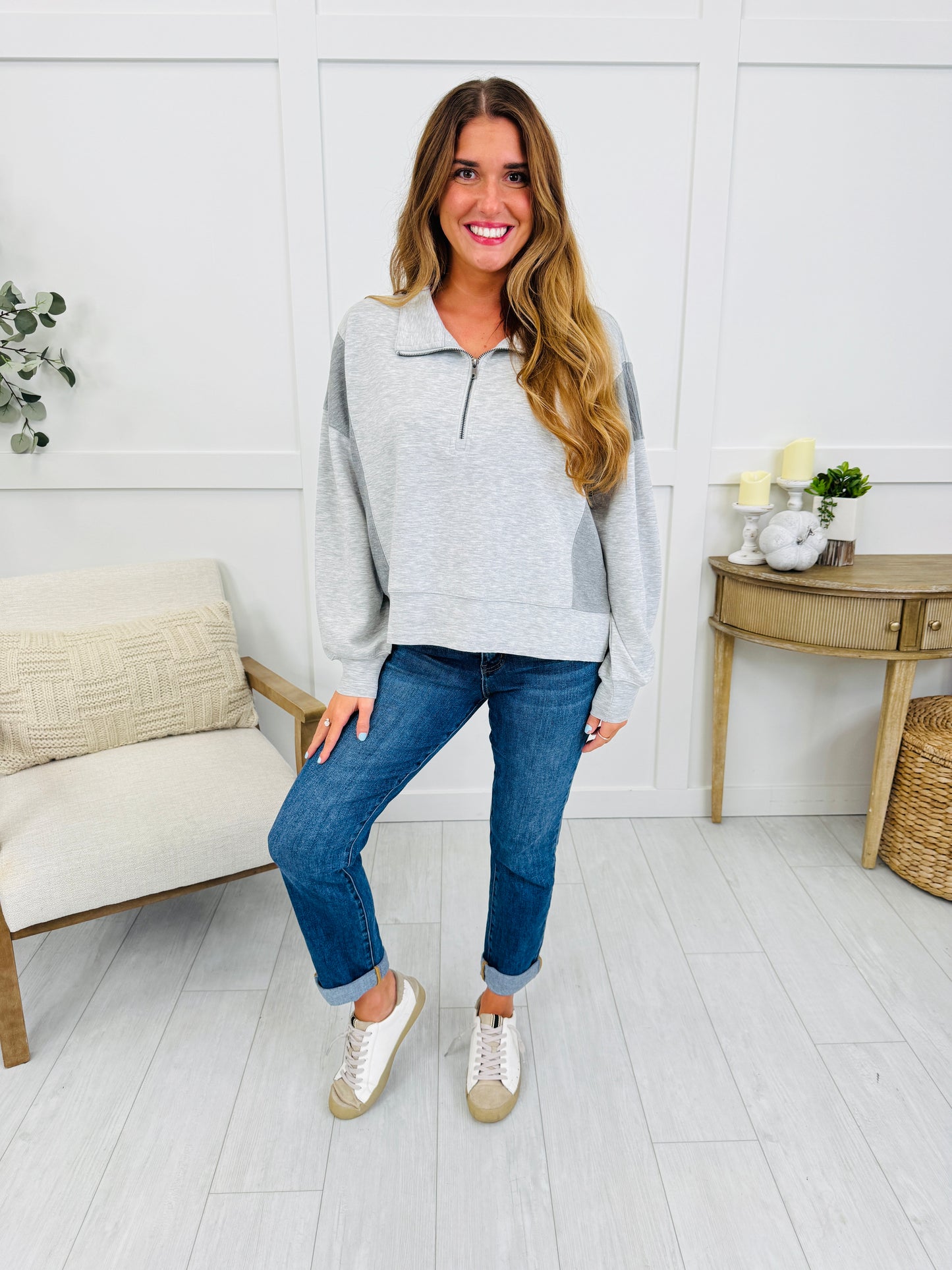 Half Zip Harmony Pullover In Grey