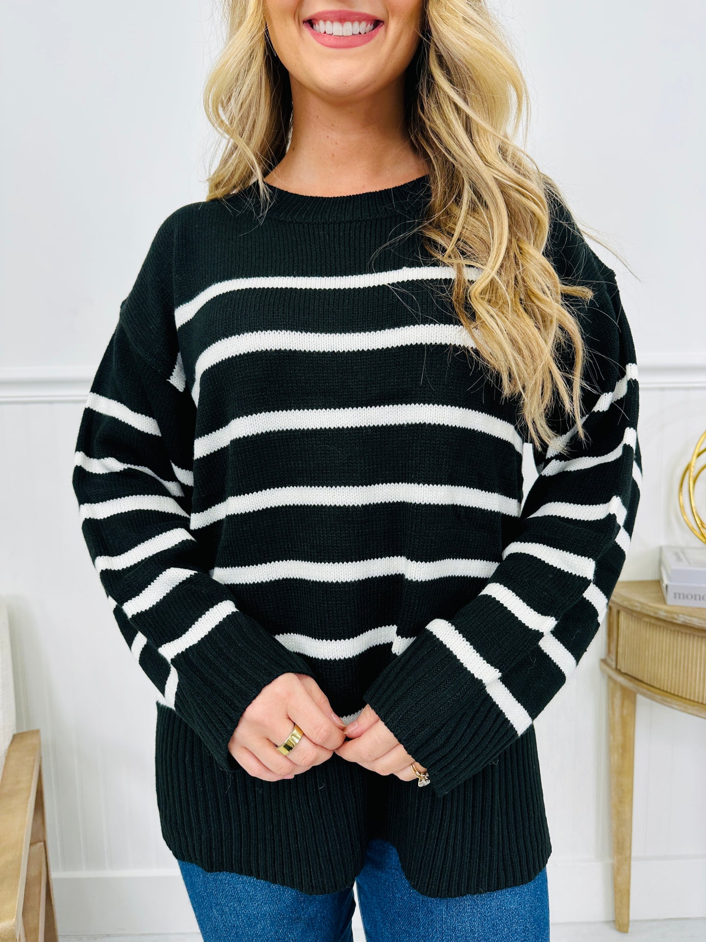Falling Into Pattern Sweater in Black