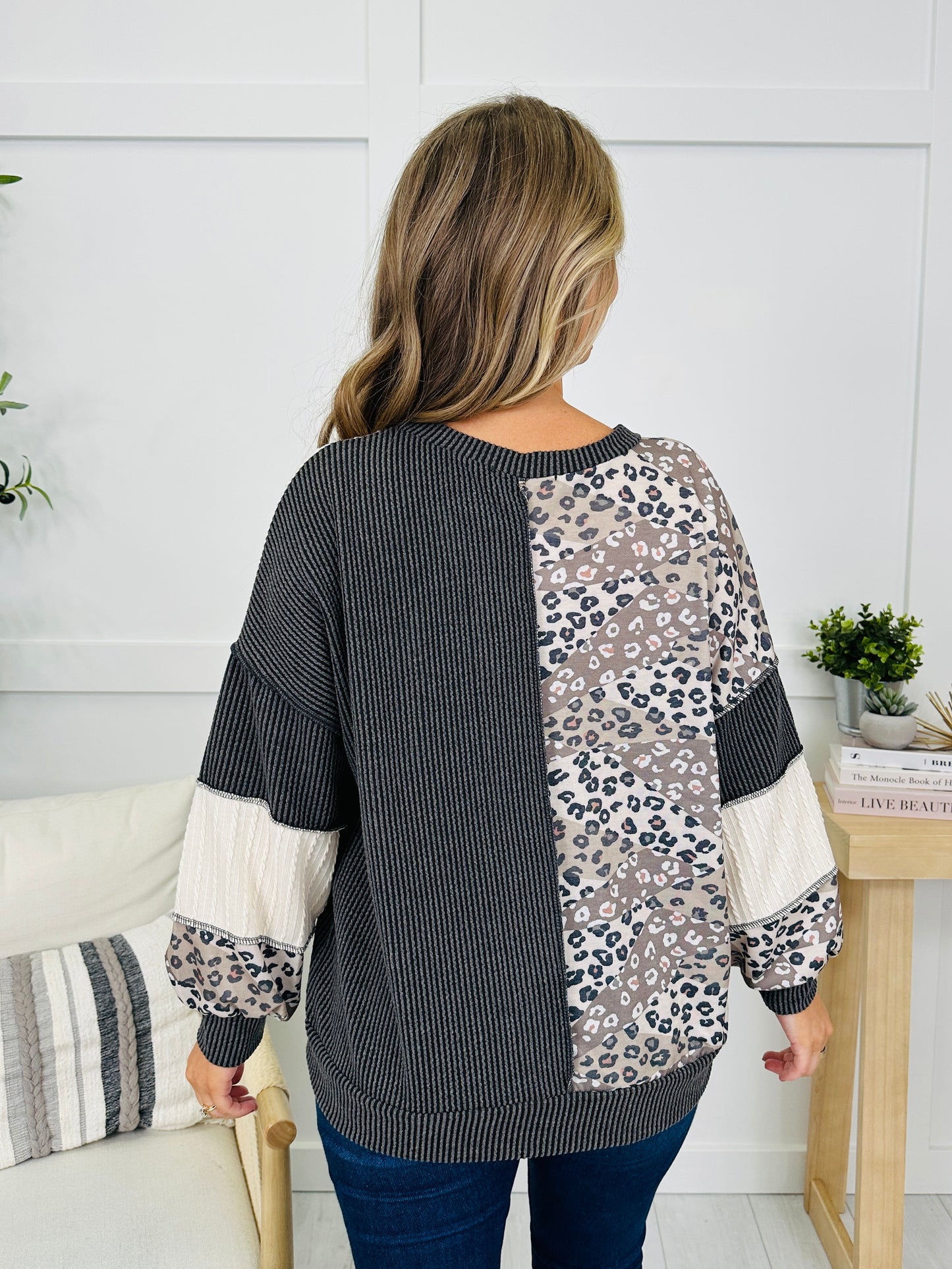 Falling For Leopard Pullover in Charcoal/Ivory