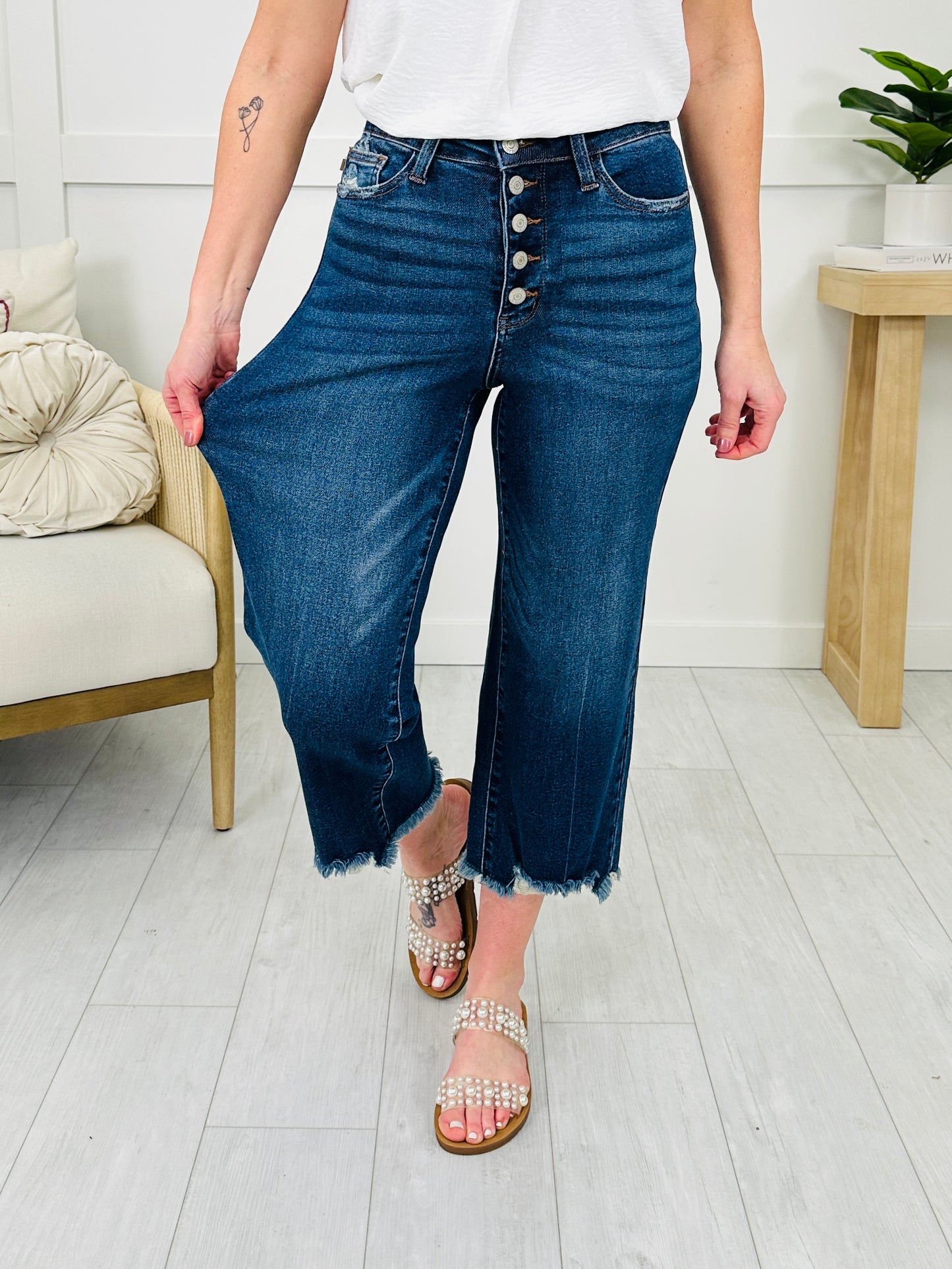 Judy Blue Spring Fling Cropped Wide Leg Jeans