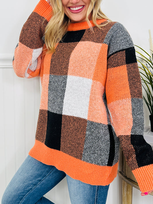 Pumpkin Patch Plaid Sweater