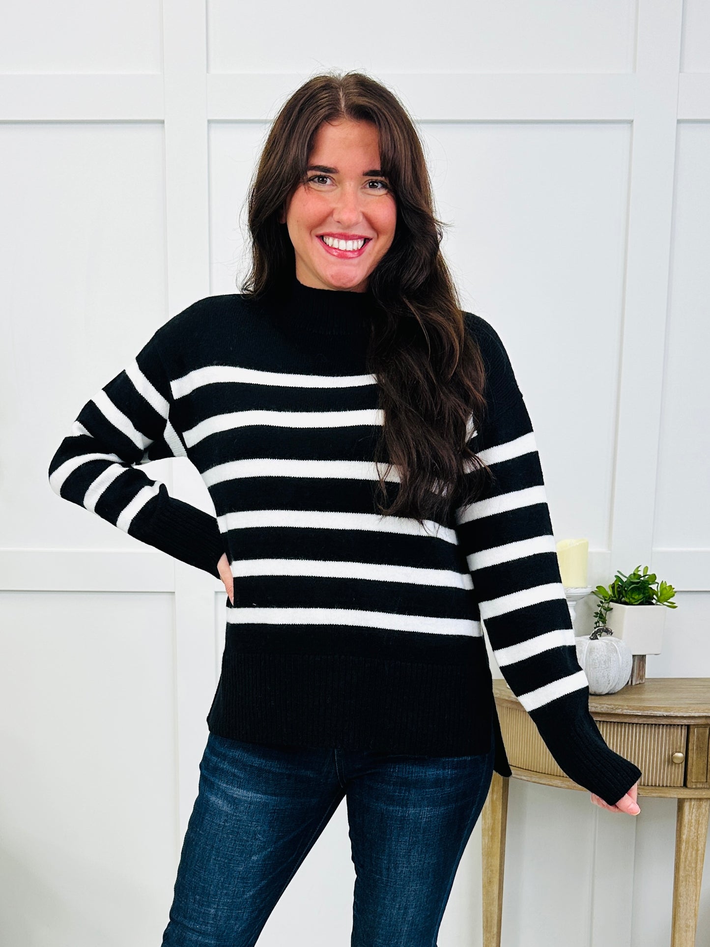 DOORBUSTER! Never Out Of Line Sweater in Black/Ivory