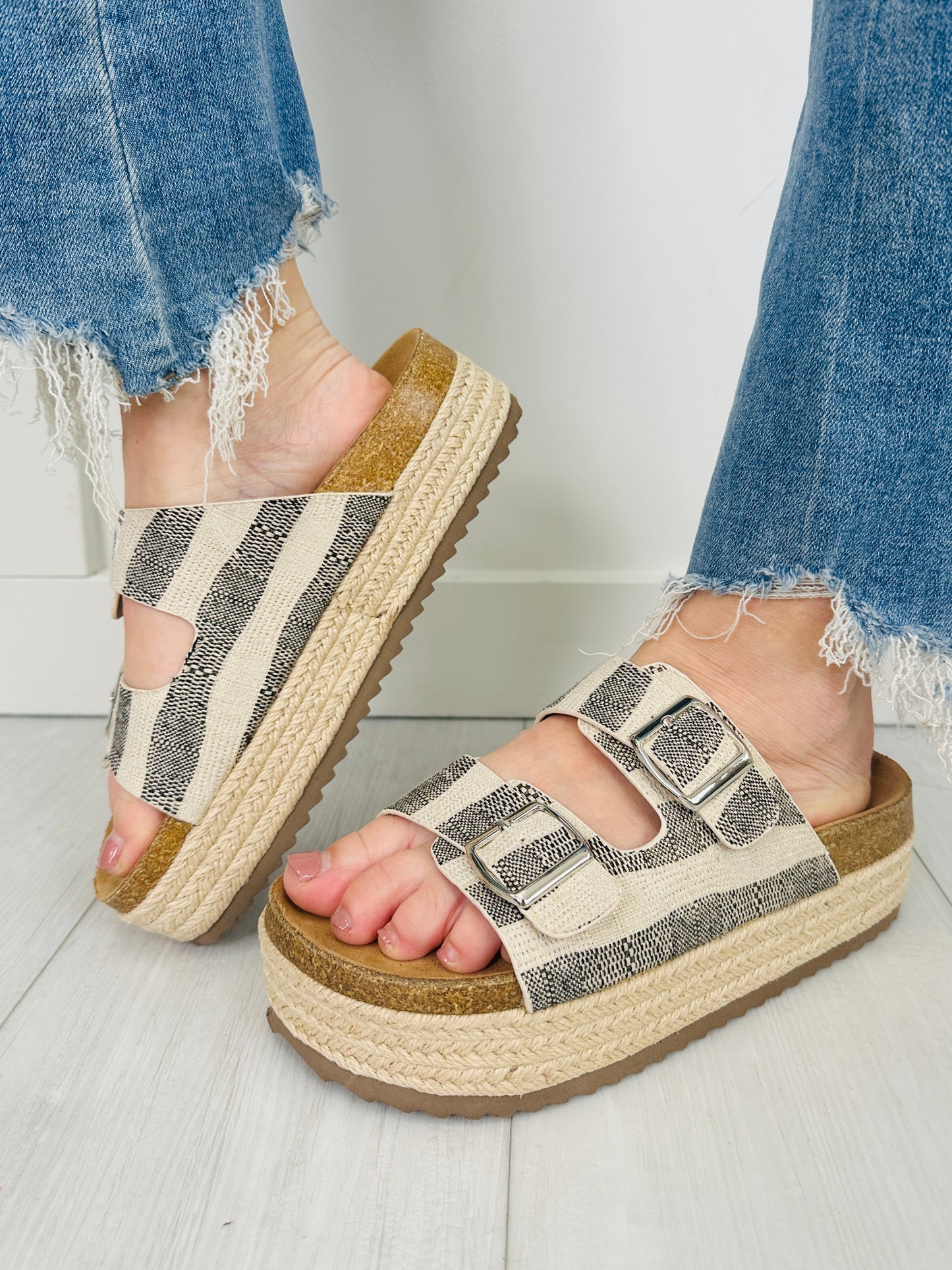 Sunshine on My Mind Sandals In Black Stripe