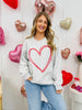 Red Metallic Heart Graphic Crewneck Sweatshirt