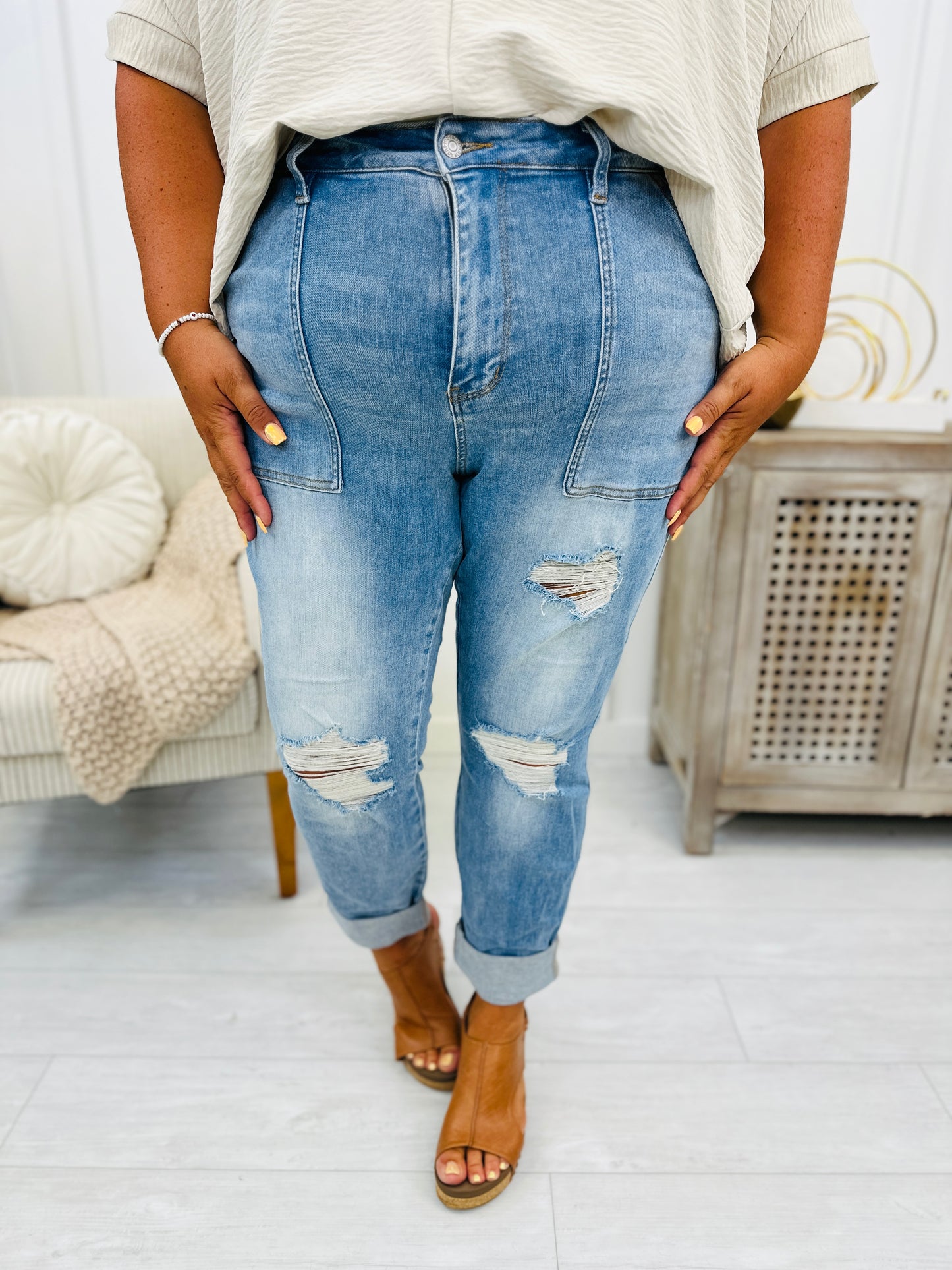 Judy Blue Be My Boyfriend Boyfriend Jeans in Reg/Curvy