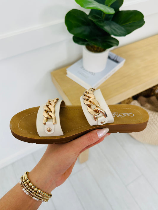 Golden Links Sandals In Ivory