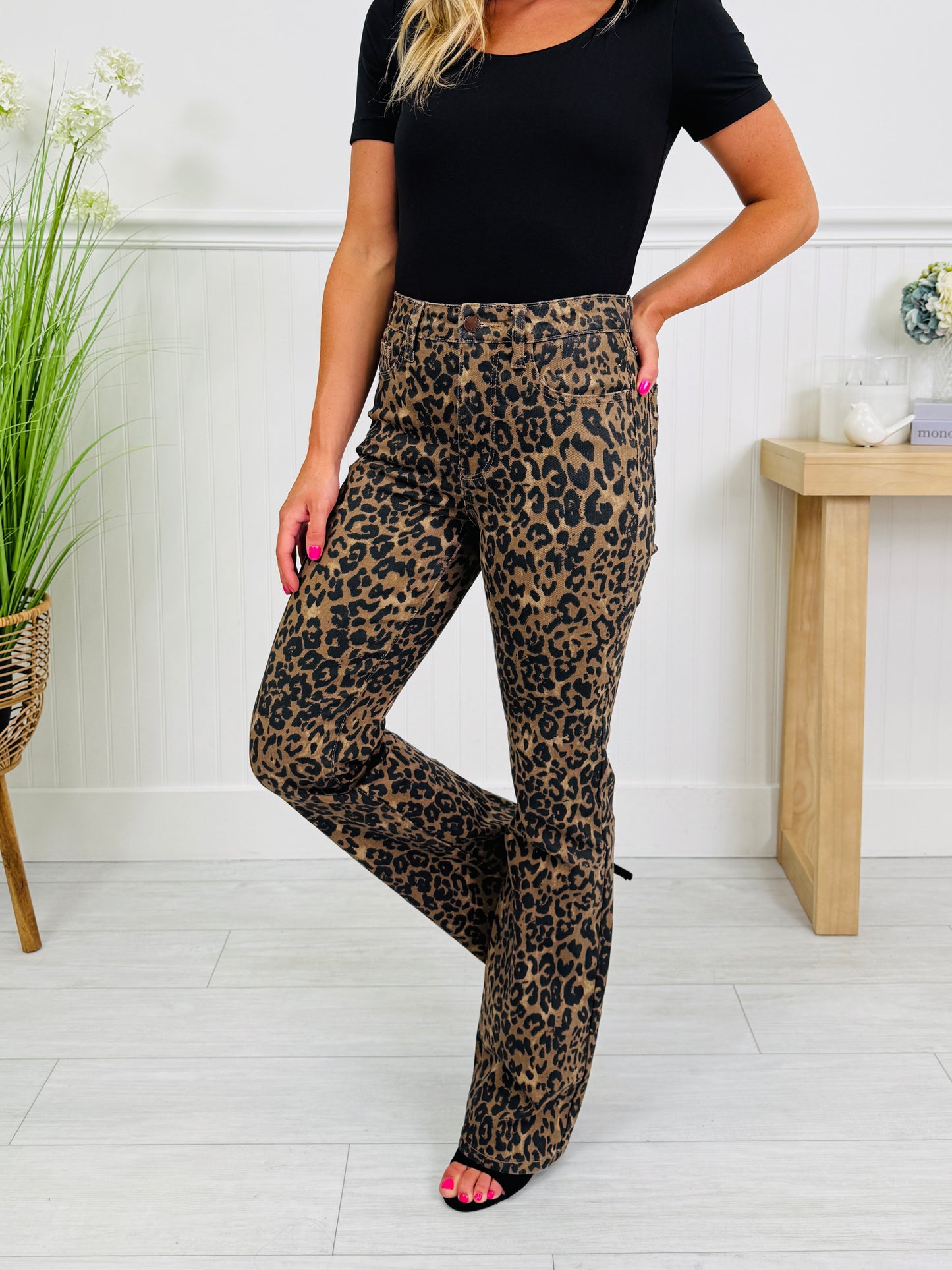Judy Blue Leveled Up Leopard Bootcut Jeans