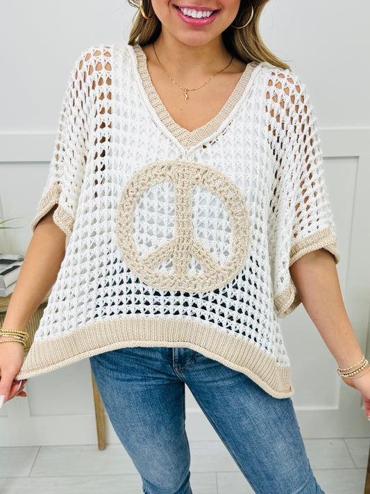 It Begins With Peace Sweater In Ivory/Natural