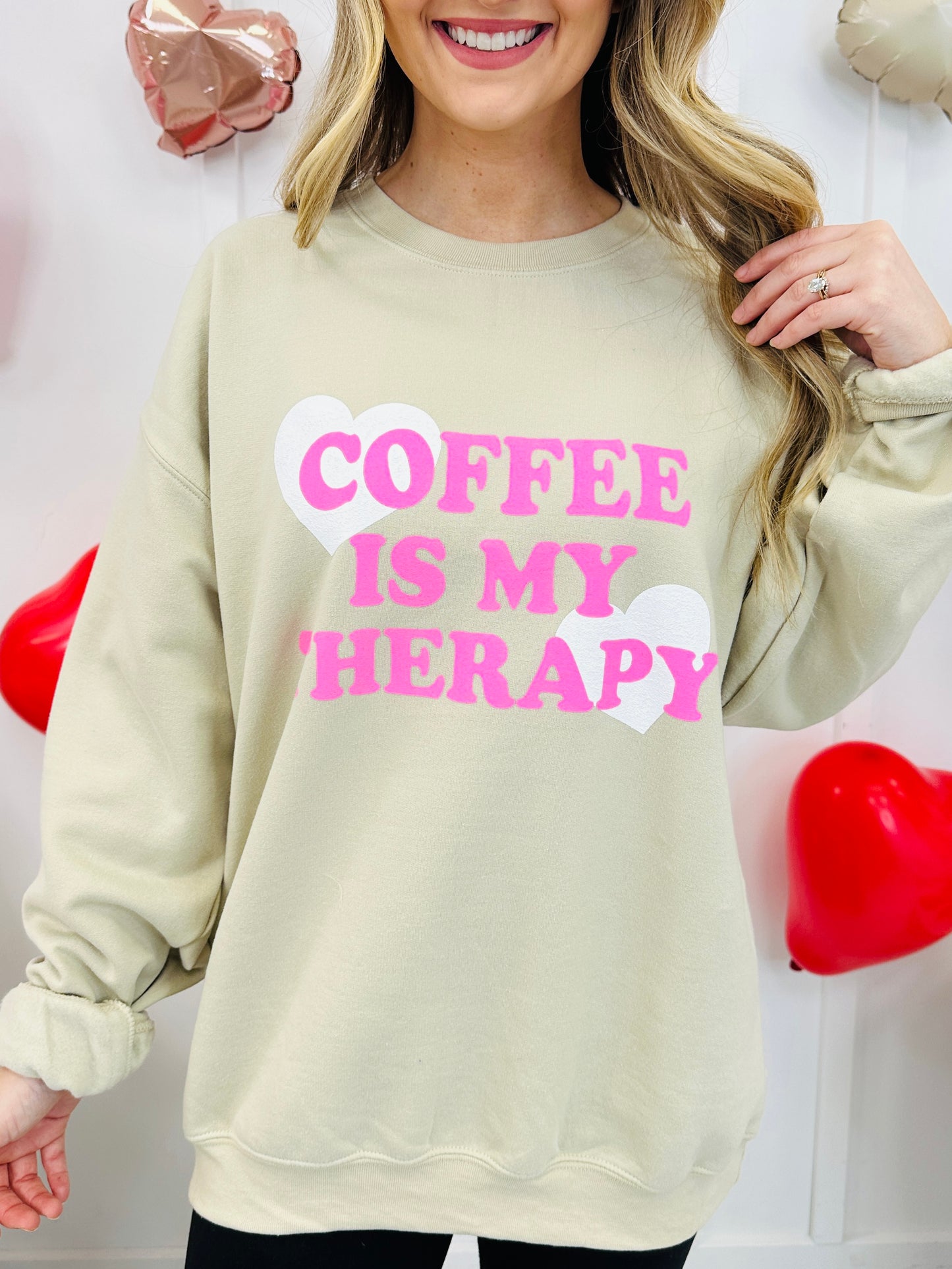 Coffee Is My Therapy Graphic Crewneck Sweatshirt
