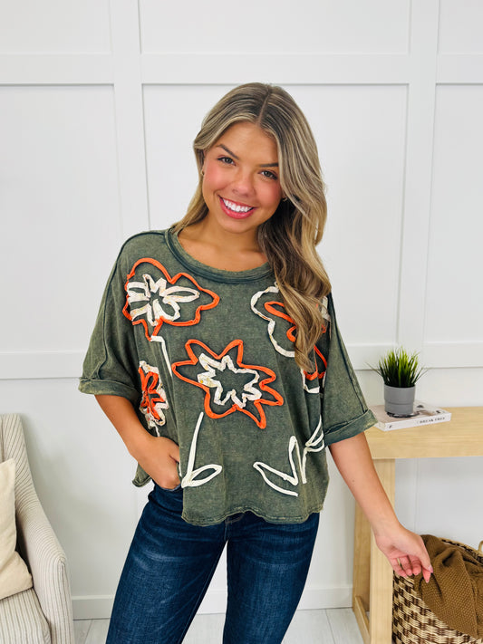 Painted Petals Top In Green