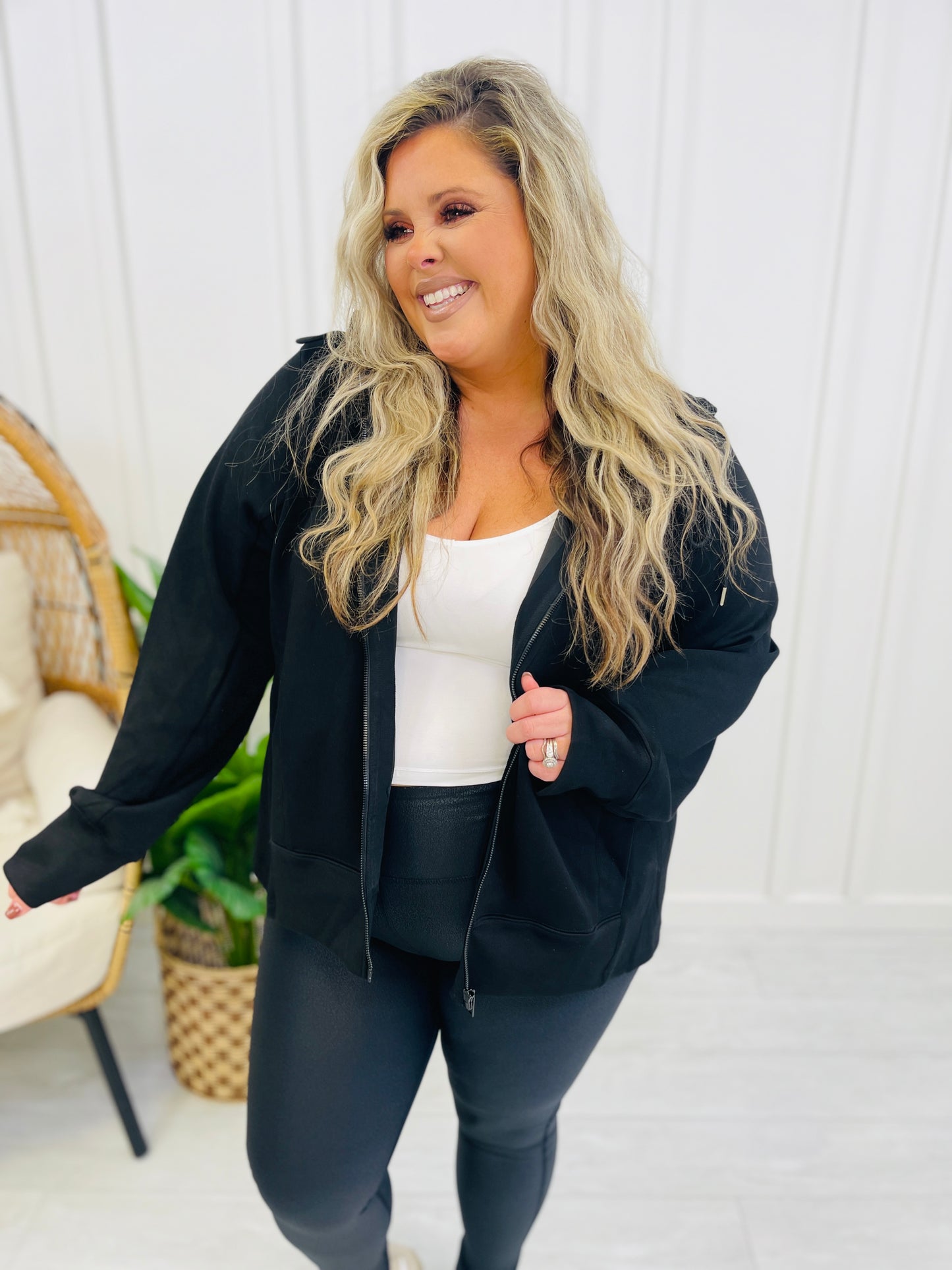 REG/CURVY MOCO Exclusive Super Scuba Zip Up Sweatshirt