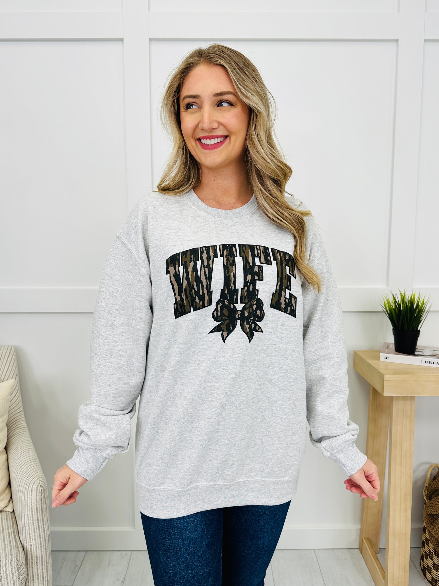 Wife Bottomland Camo Crewneck Sweatshirt
