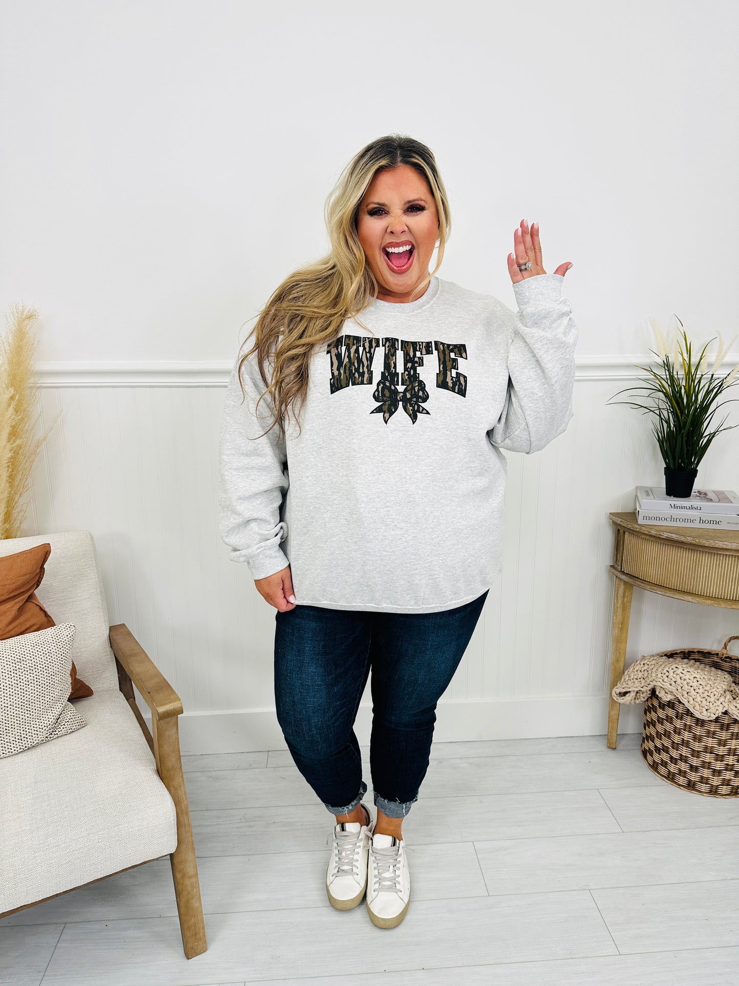 Wife Bottomland Camo Crewneck Sweatshirt