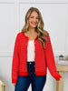 Polished In Stripes Cardigan in Red