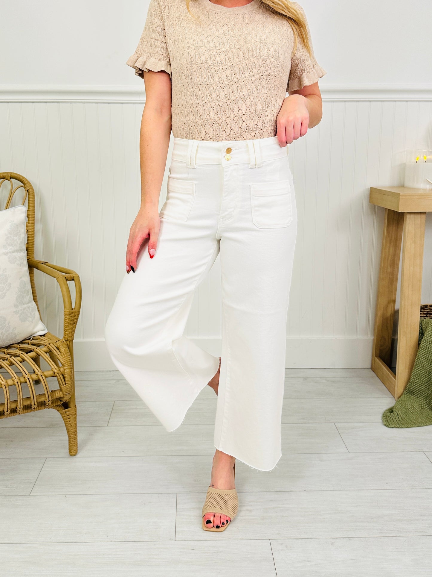 Judy Blue Whispers of White Wide Leg Cropped Jeans