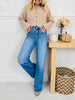 Studded & Styled Tummy Control Wide Leg Jeans
