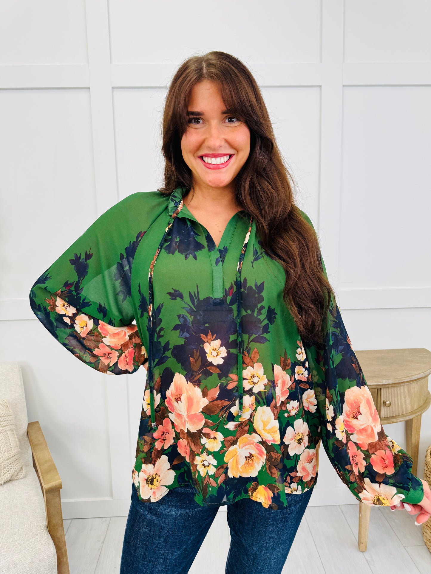 Emerald Garden Top In Emerald Green