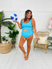 High Waisted V-Cut Swim Bottoms In Bright Blue