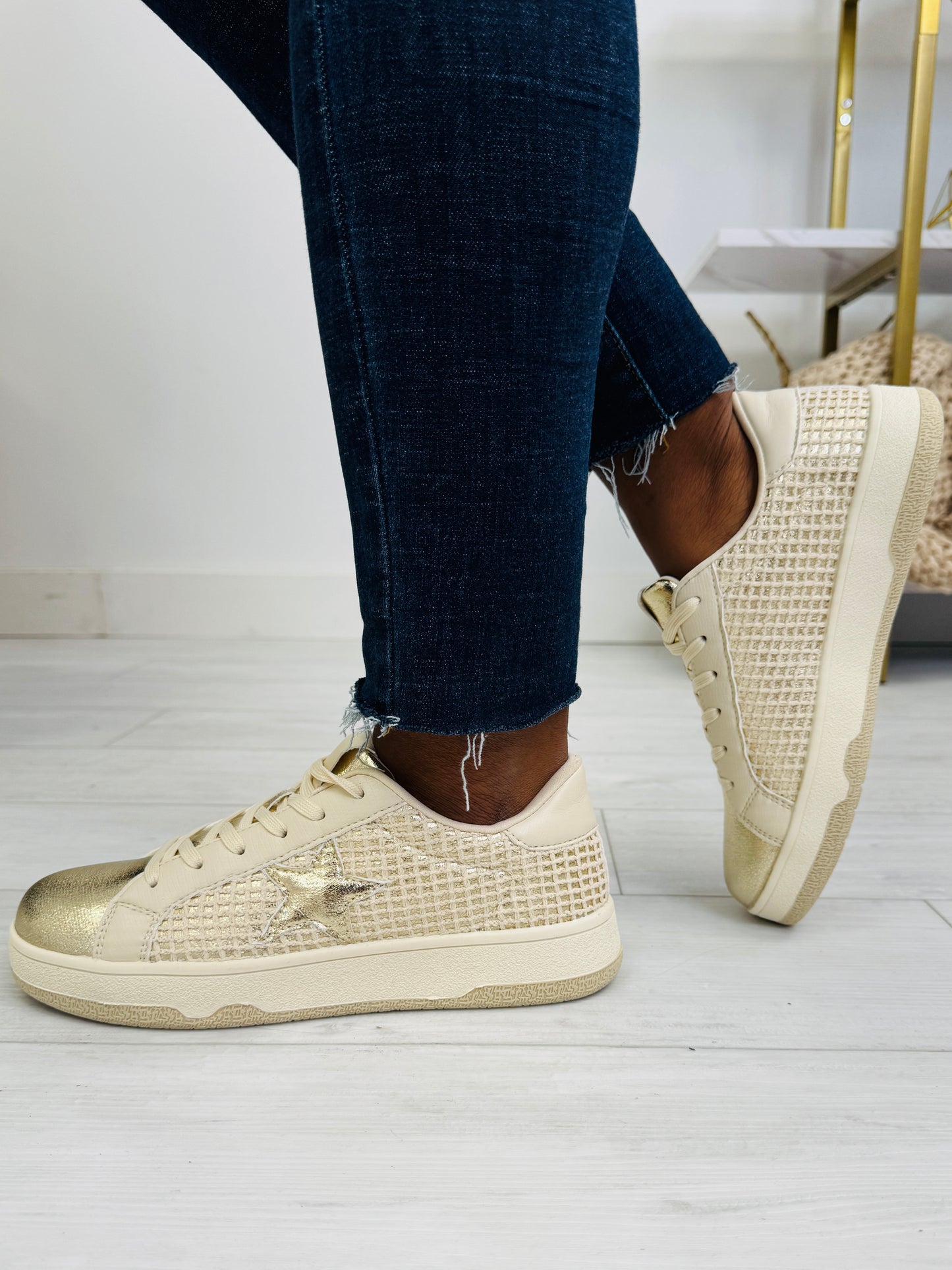 On The Bright Side Sneakers In Gold