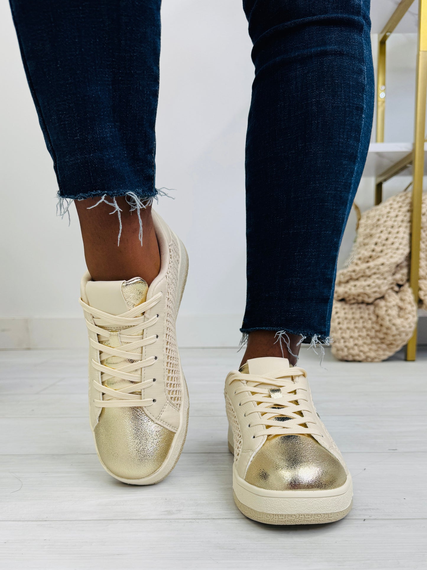 On The Bright Side Sneakers In Gold