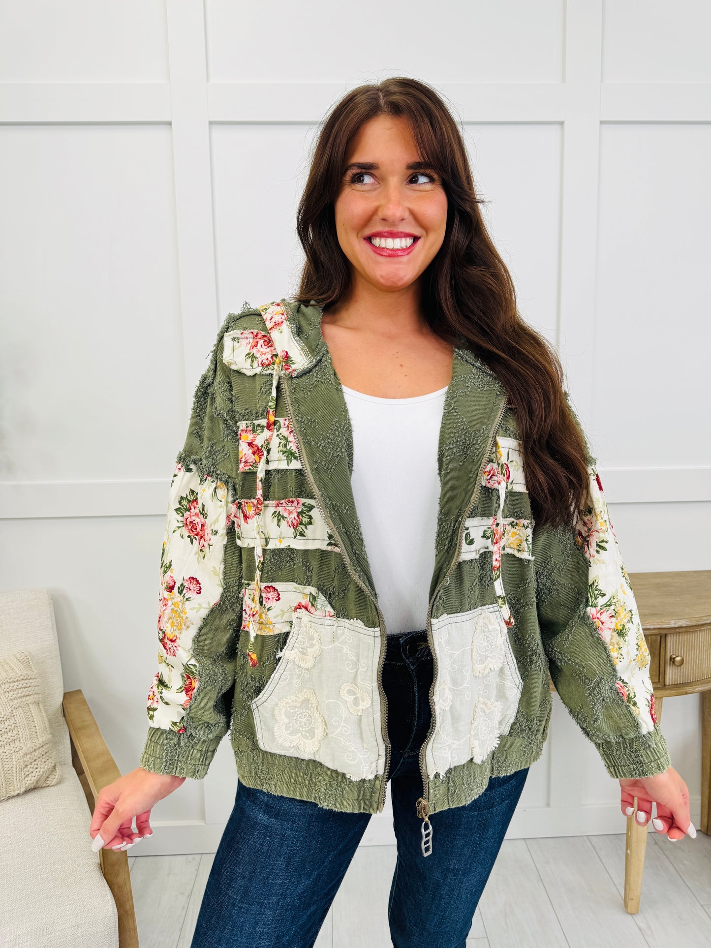 Sweet Petal Pullover in Olive Floral Multi