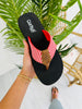 Sea The Stripes Flip Flops in Red