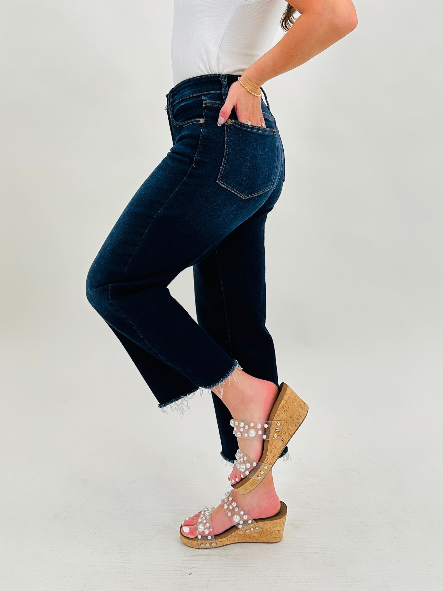 Judy Blue You Better Work It Wide Leg Jeans in Reg/Curvy