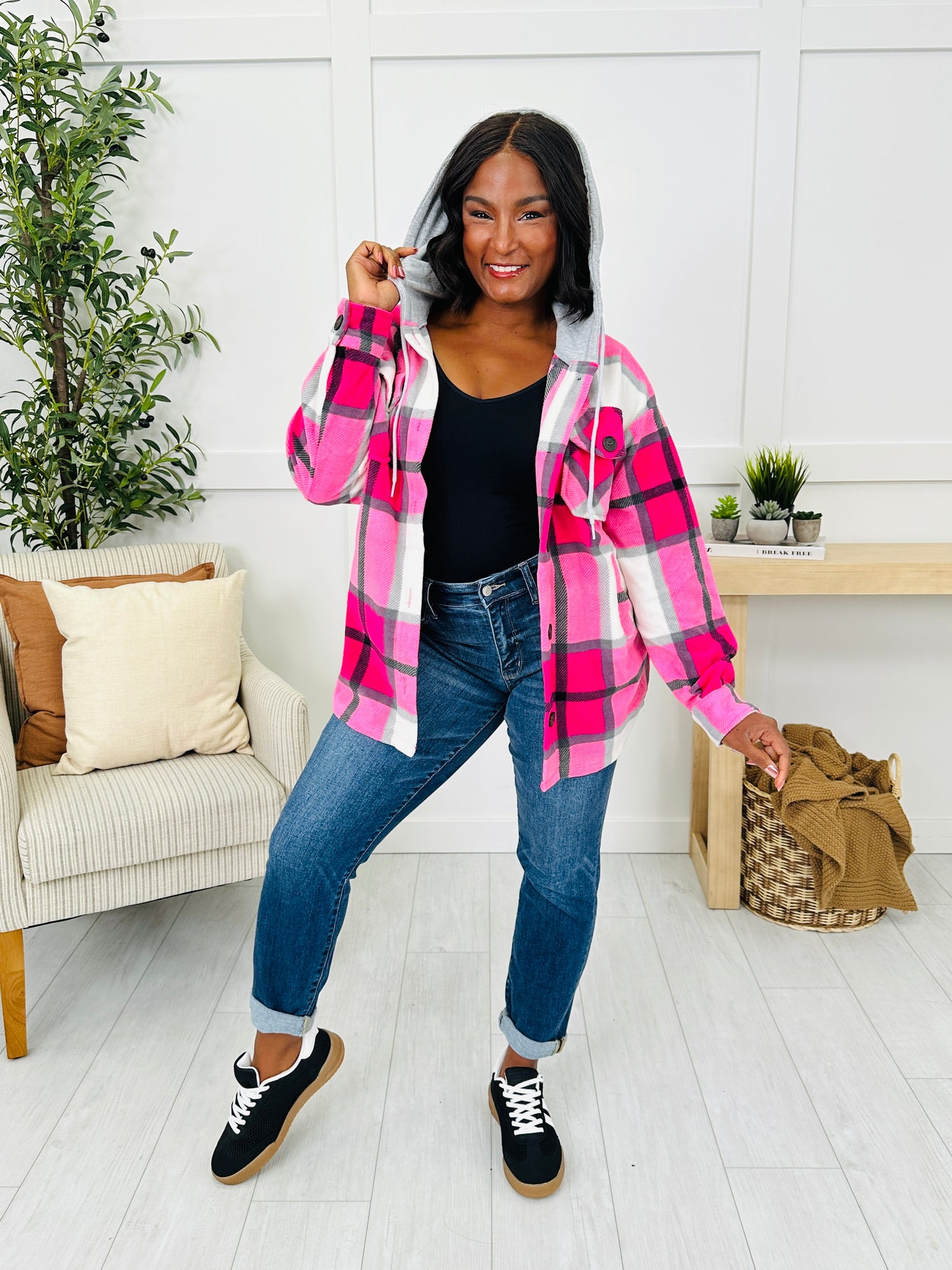 DOORBUSTER! Cabin Whisper Shacket in Hot Pink