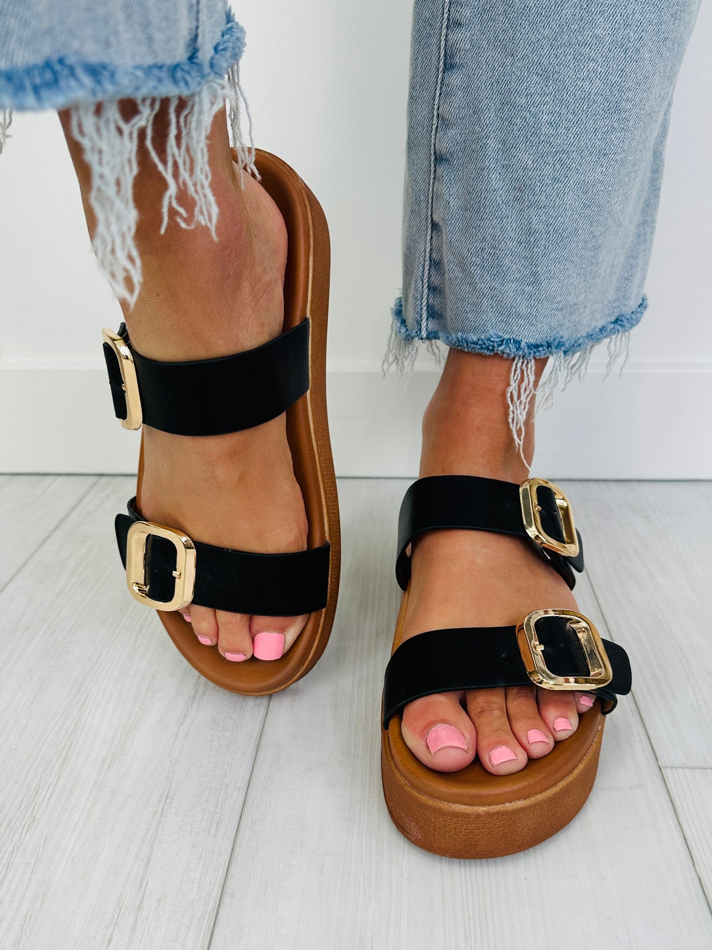 Buckled Babe Sandals In Black