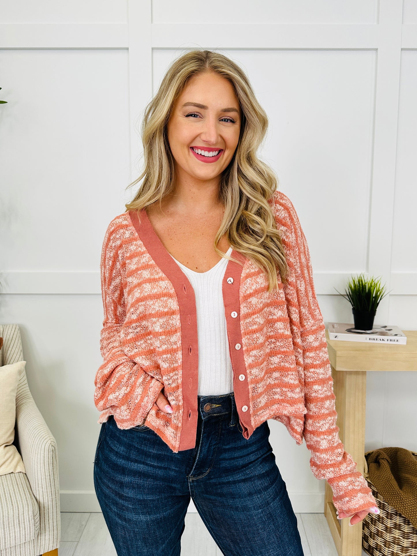 Chasing The Calm Cardigan in Rose