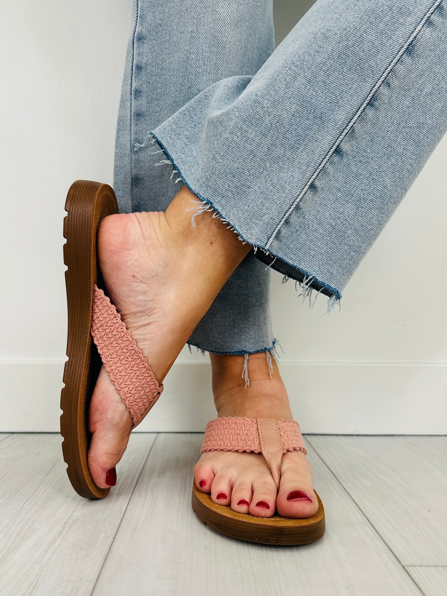 Wildflower Weave Flip Flops In Pink