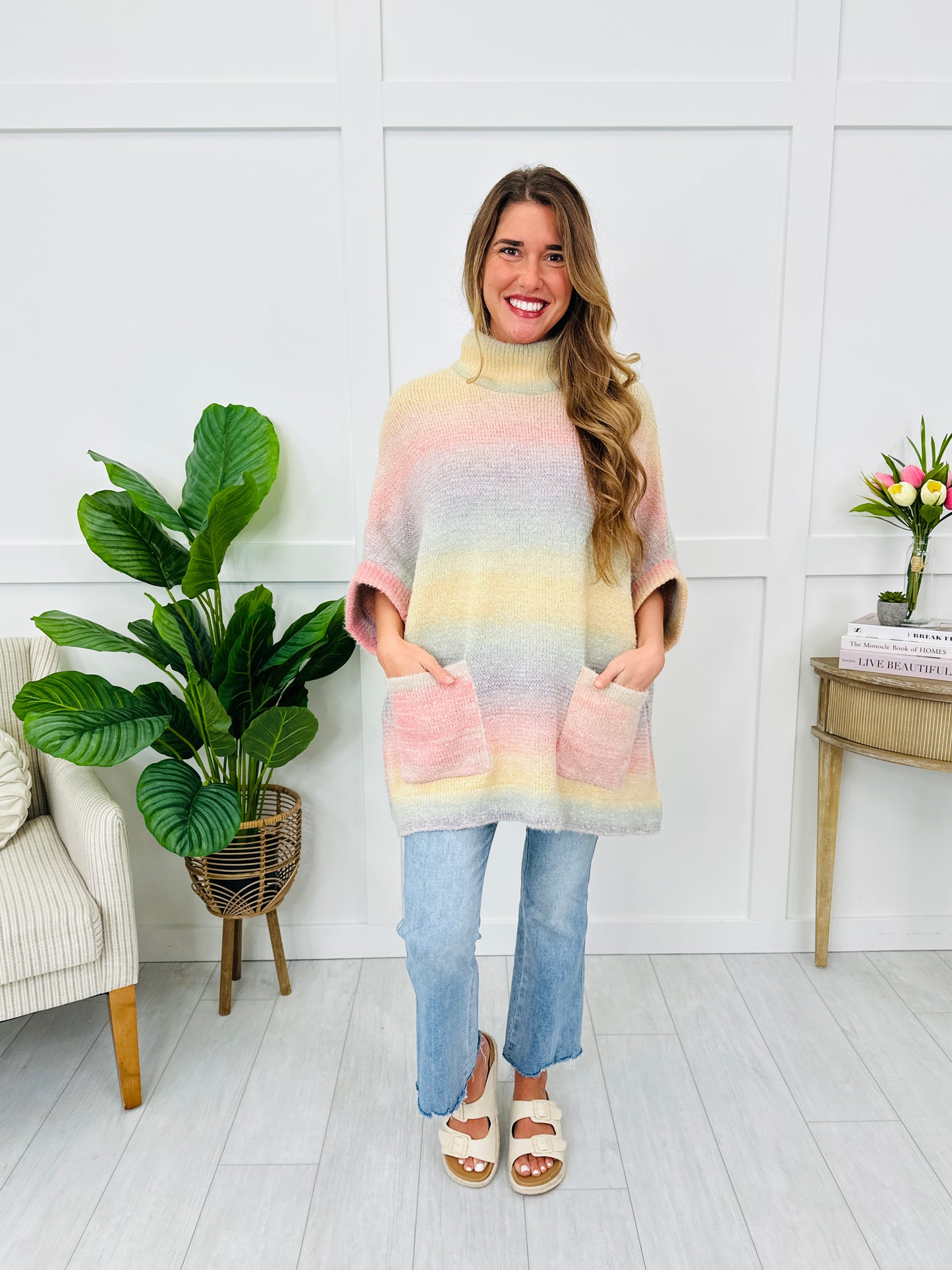Rainbow Ombre Short-Sleeve Sweater