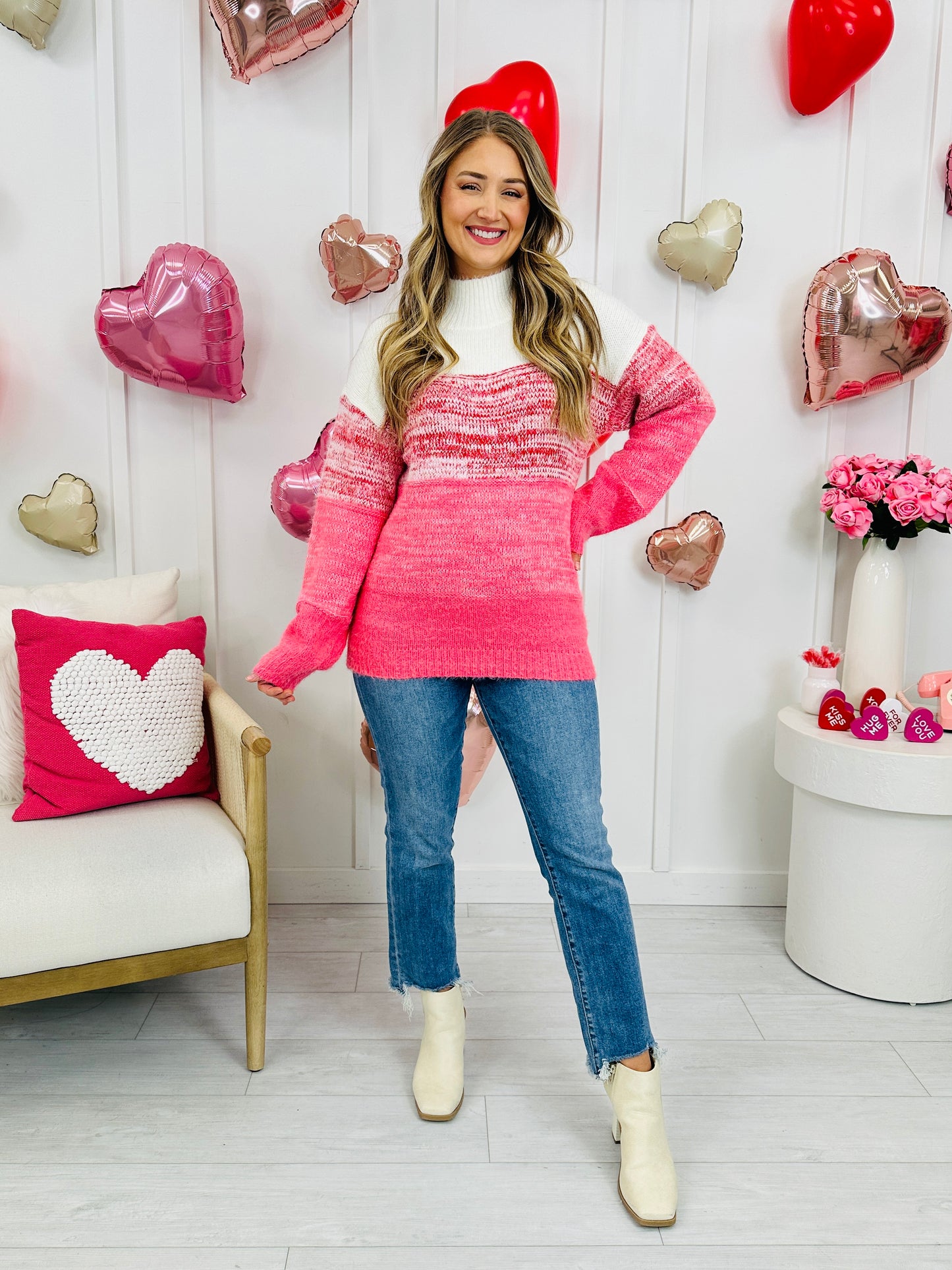 Shifted Stitches Sweater in Pink