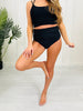 High Waisted Ruched Swim Bottoms In Black
