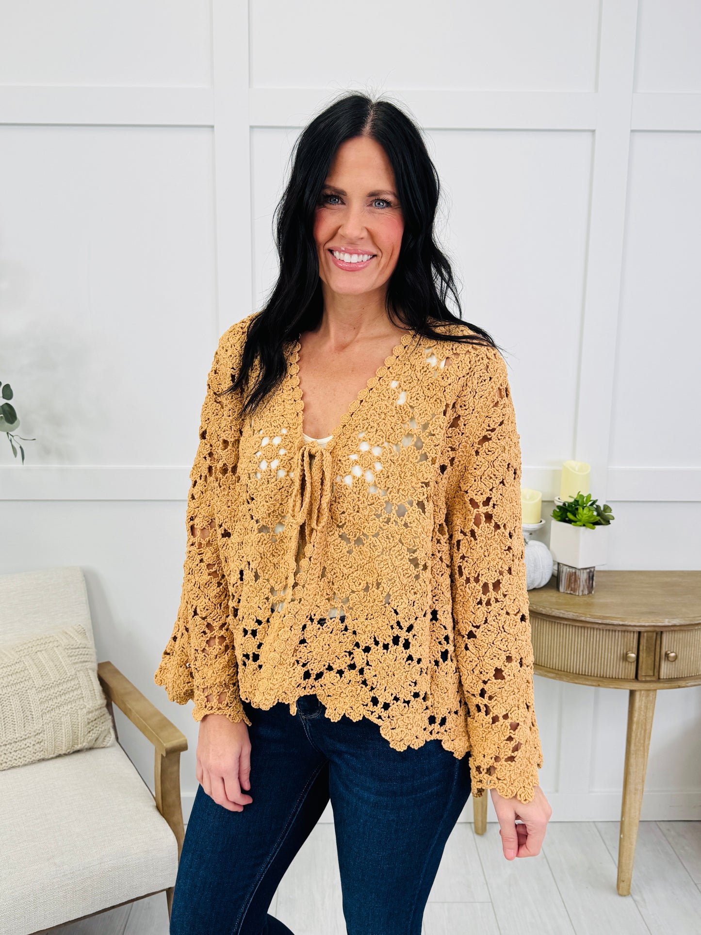Dream Weaver Cardigan In Tan