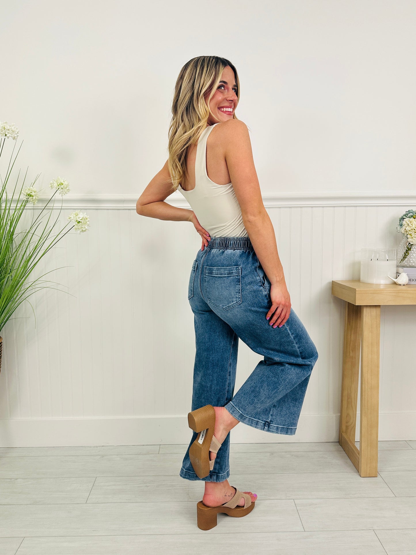 Stretch Your Limits Tummy Control Cropped Wide Leg Jeans