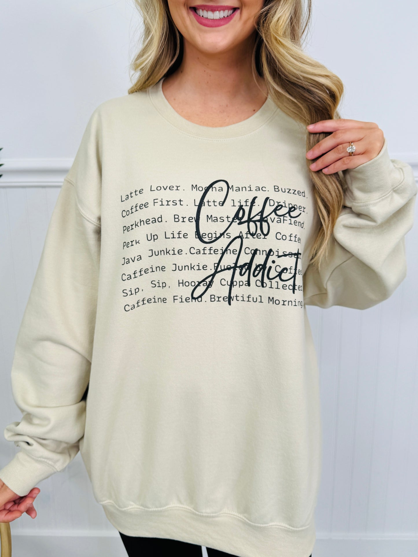 Coffee Addict  Graphic Crewneck Sweatshirt