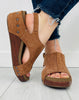 Studded Steps Wedges In Brown Suede Croco