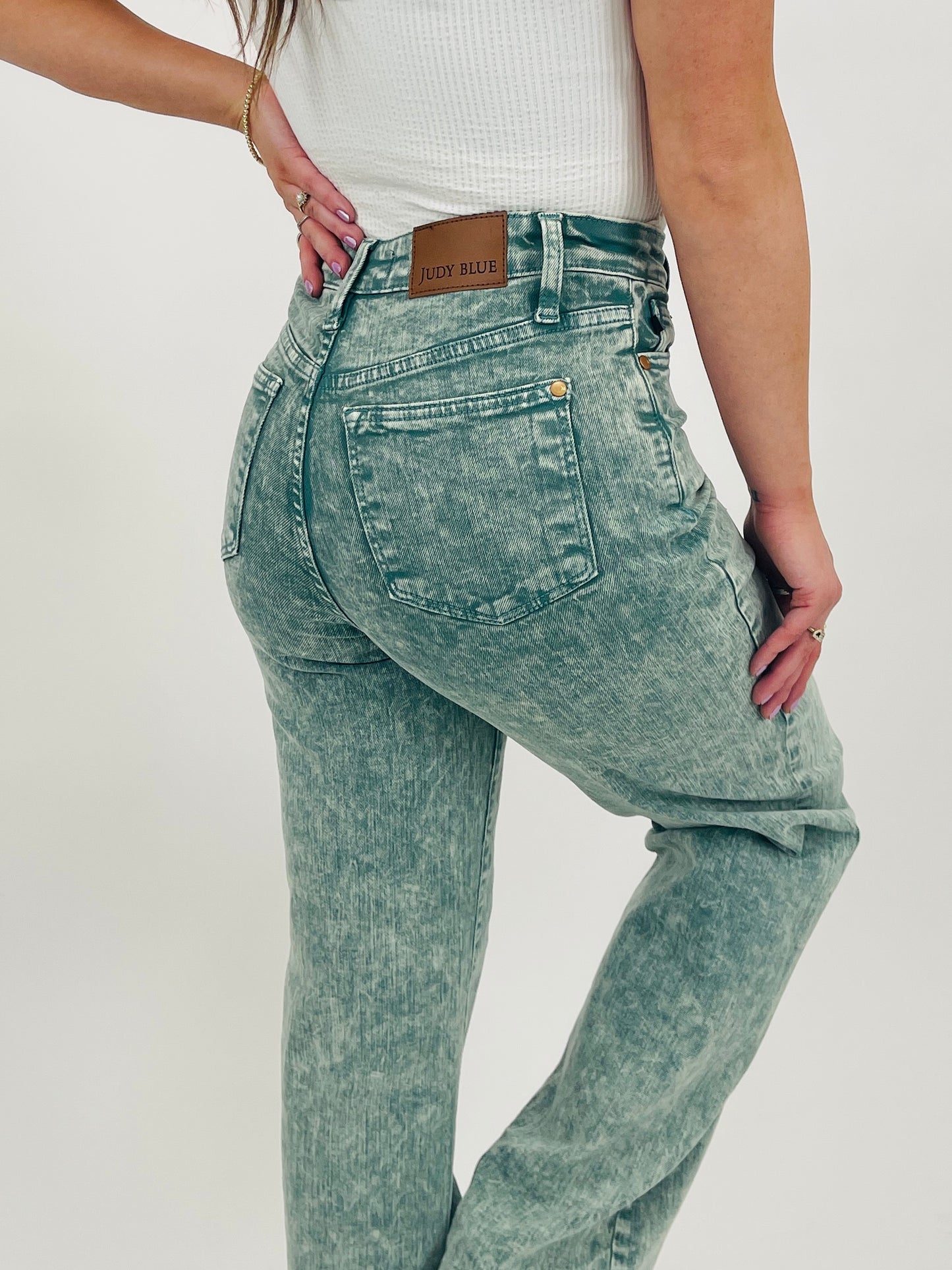 Judy Blue Shamrock & Roll Dad Jeans